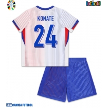 Camisa de Futebol França Ibrahima Konate #24 Equipamento Secundário Infantil Europeu 2024 Manga Curta (+ Calças curtas)